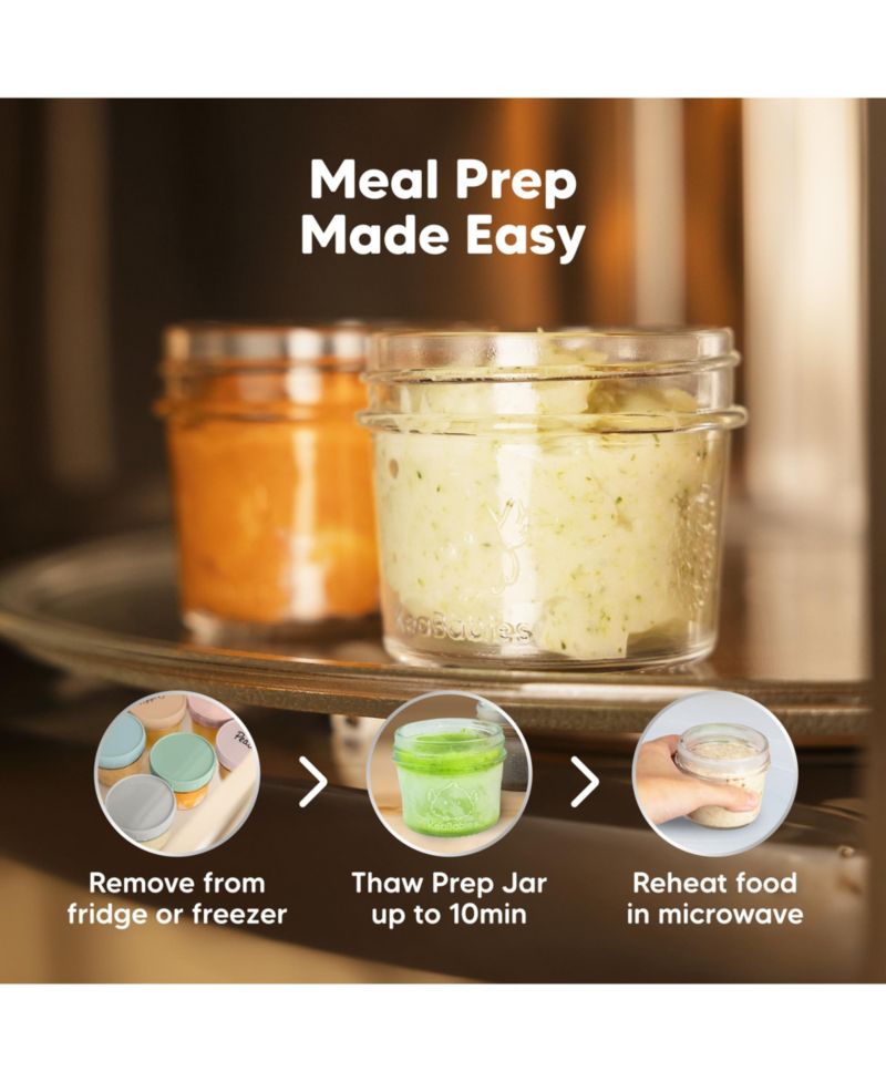 6pk Prep Baby Food Storage Containers, 4 oz Leak-Proof, BPA Free Glass Baby Food Jars for Feeding
