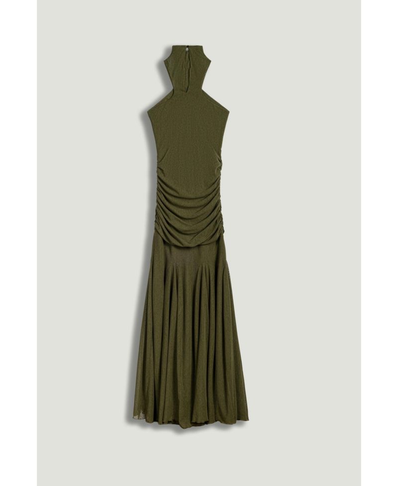 Women's Halter Neck Draped Maxi Dress