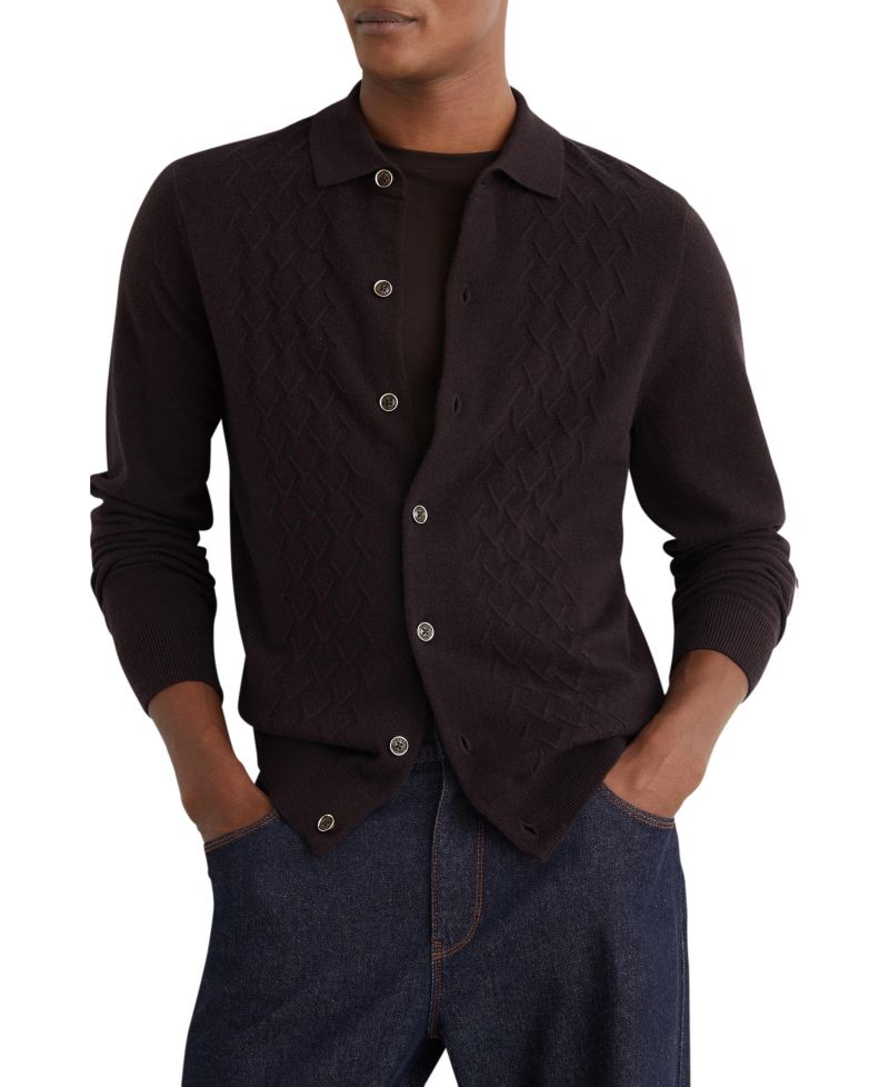 Men's Gideon Wool Stitch-Detail Button Sweater