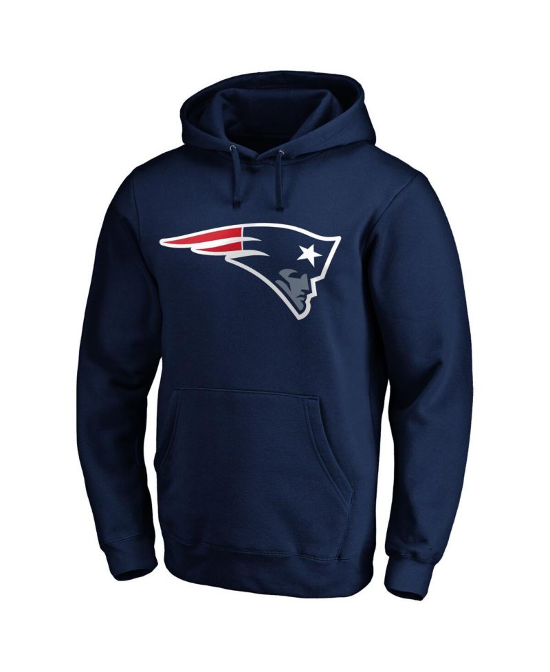 Men's Navy New England Patriots Primary Logo Fitted Pullover Hoodie