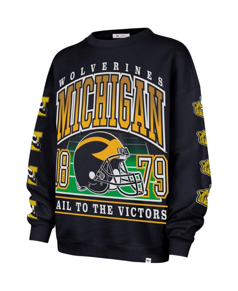 Women's Navy Michigan Wolverines Go Big Oversized Pullover Sweatshirt