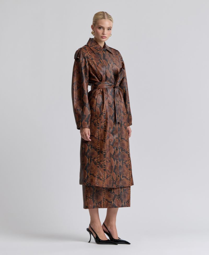 Women's Button-Front Spread Collar Maxi Coat