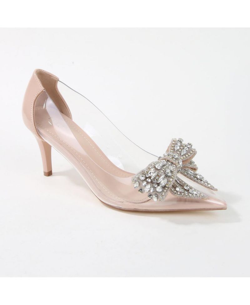 Nala Clear Vinyl Pump with Rhinestone Bow