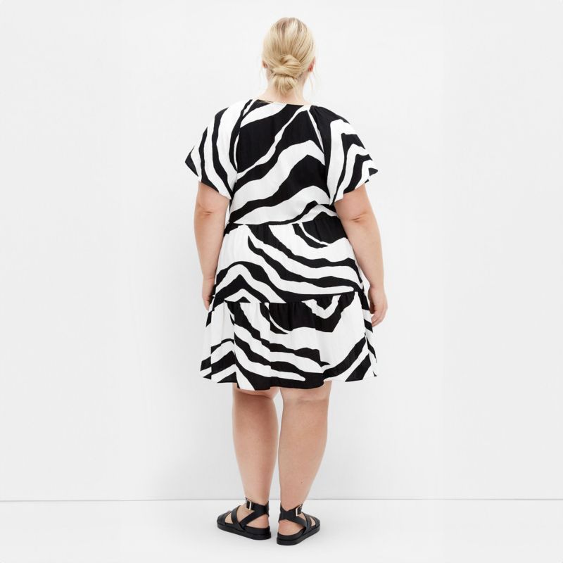 Plus Size Frill Mini Print Dress