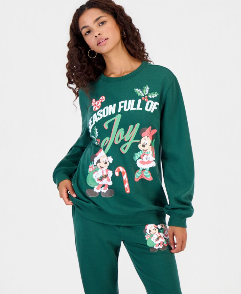 Juniors' Mickey Xmas Graphic Fleece Sweatshirt