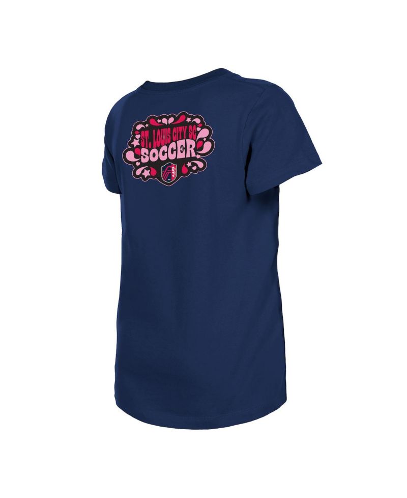 Big Girls Navy St. Louis City SC Bubble Heart T-Shirt