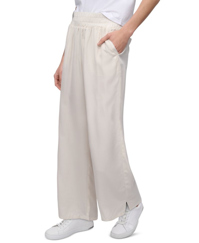 Petite Smocked-Waist Wide-Leg Pants