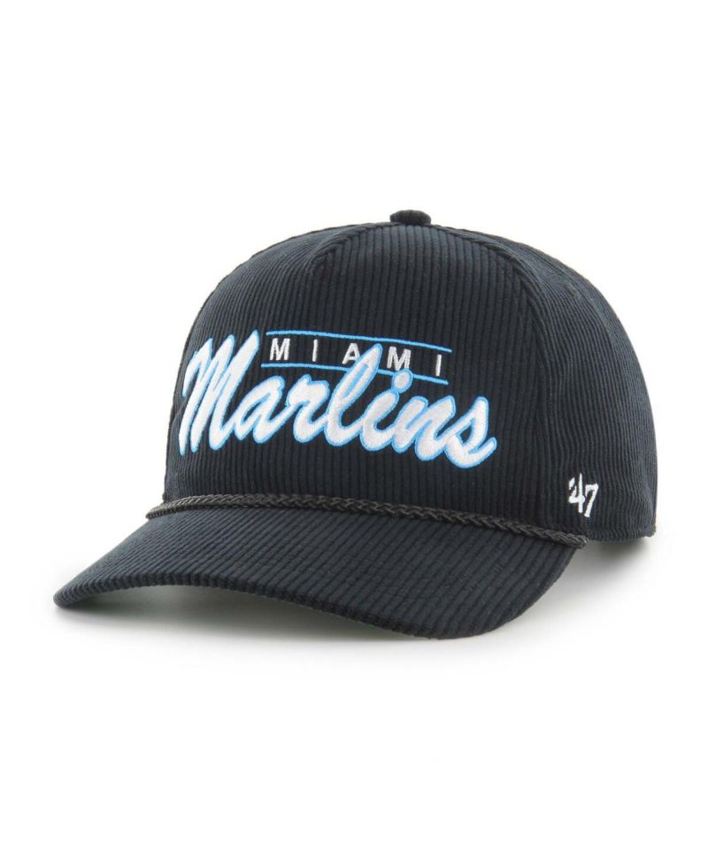 Men's Black Miami Marlins Corduroy Hitch Adjustable Hat