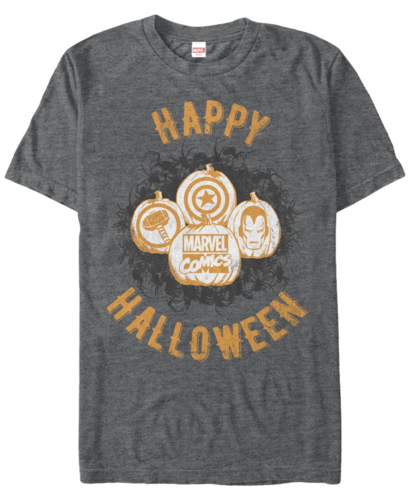 Marvel Men's Comics Happy Halloween Pumpkin Logos Short Sleeve T-Shirt