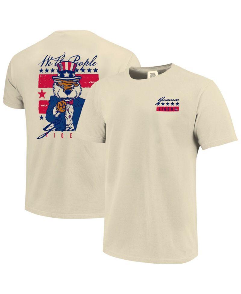 Men's Cream LSU Tigers Uncle Sam Mascot T-Shirt