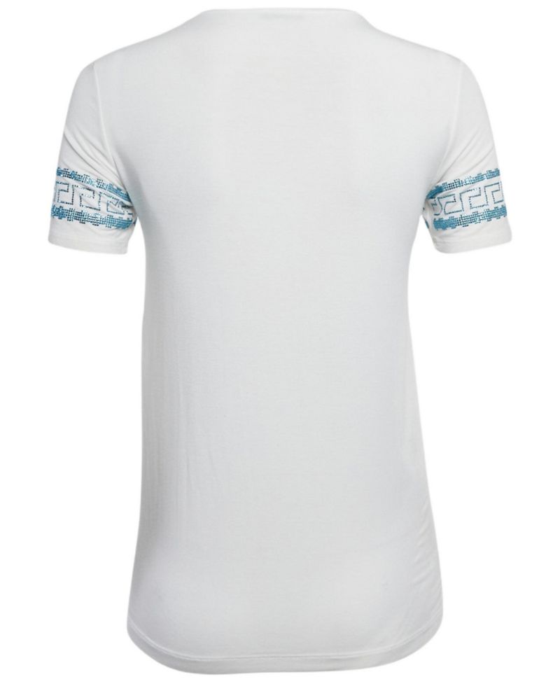Women's White Medusa Embellished Jersey T-Shirt