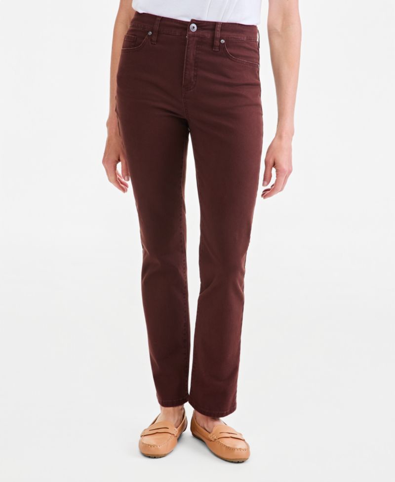 Women's Straight-Leg High Rise Twill Pants