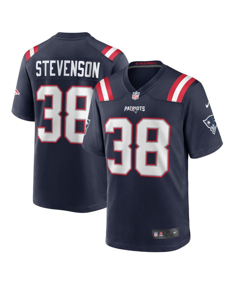Men's Rhamondre Stevenson Navy New England Patriots Game Jersey