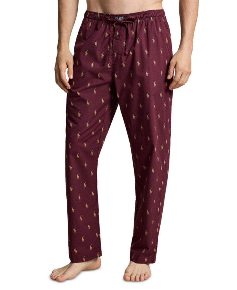 Men's Woven All Over Polo Player Pajama Pants