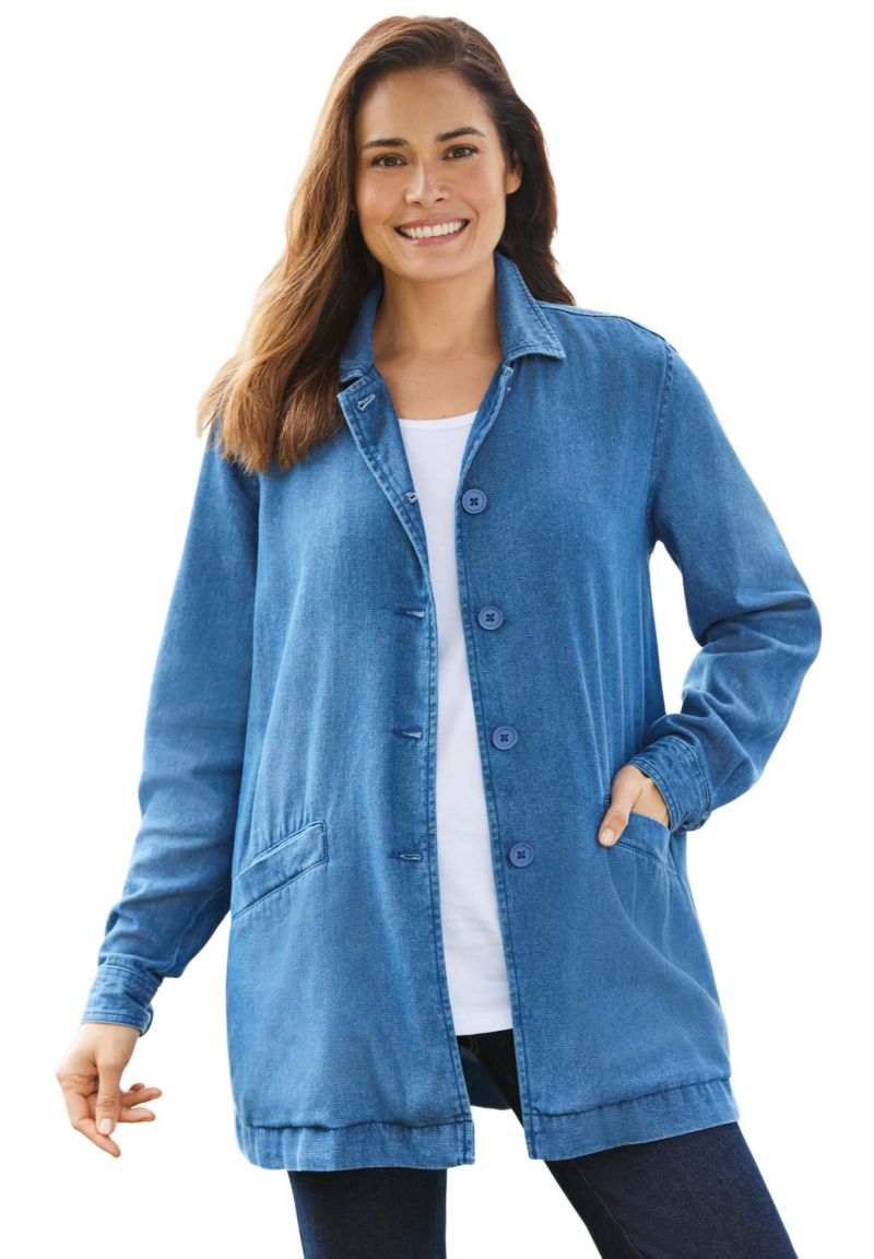 Plus Size Within Pleat-Back Denim Jacket