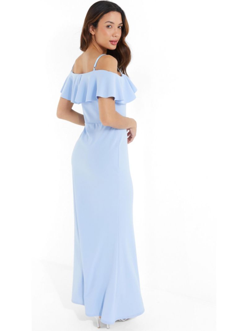 Women's Scuba Crepe Cold Shoulder Maxi Dress