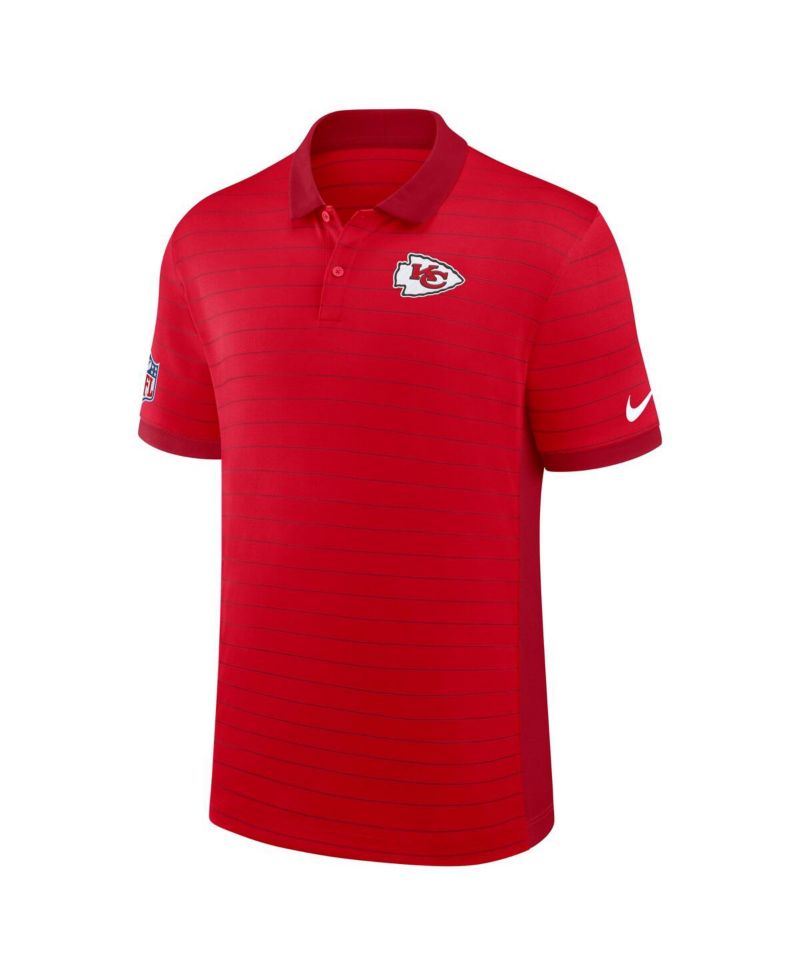 Men's Red Kansas City Chiefs Sideline Victory Stripe Performance Polo Shirt