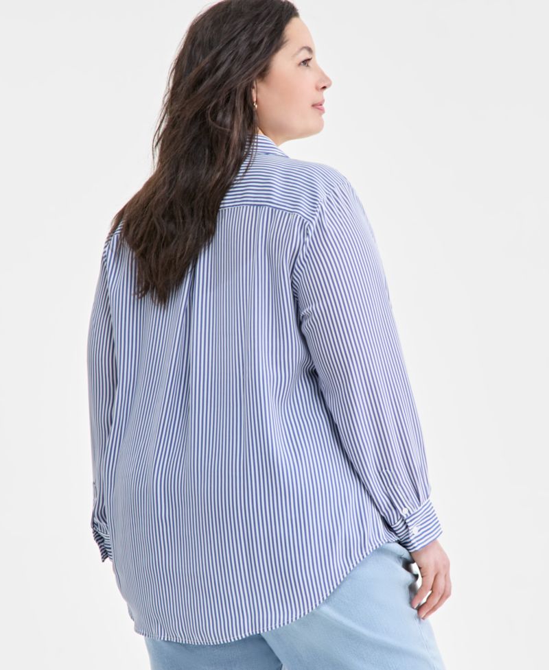 Trendy Plus Size Button-Front Crepe Shirt