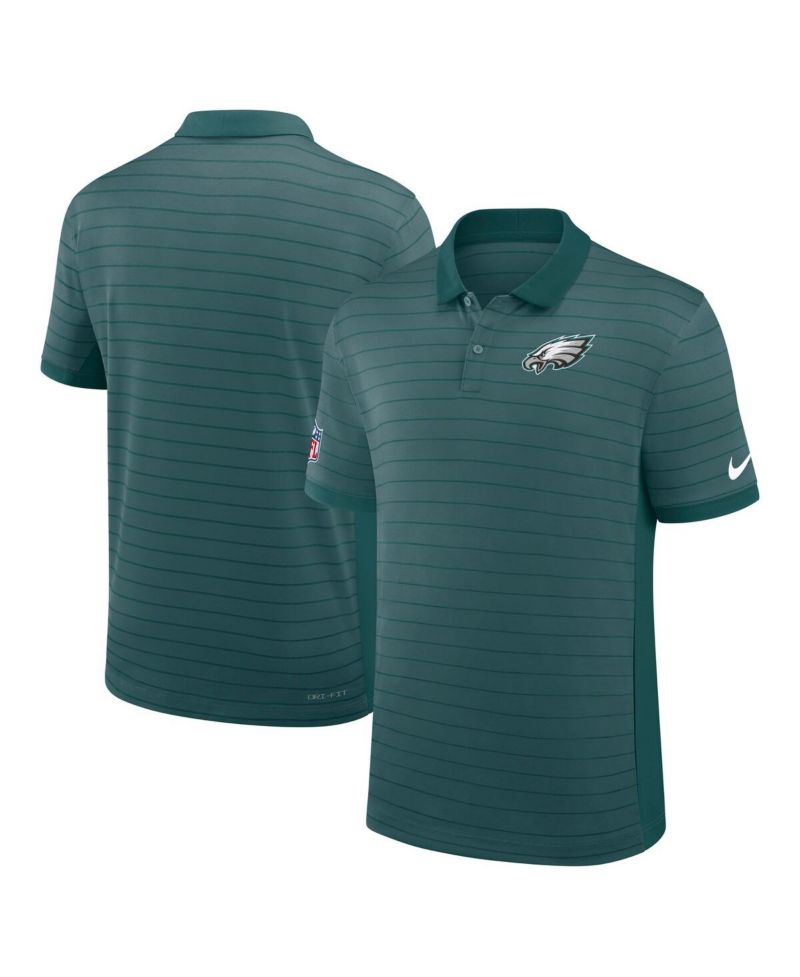 Men's Midnight Green Philadelphia Eagles Sideline Victory Stripe Performance Polo Shirt