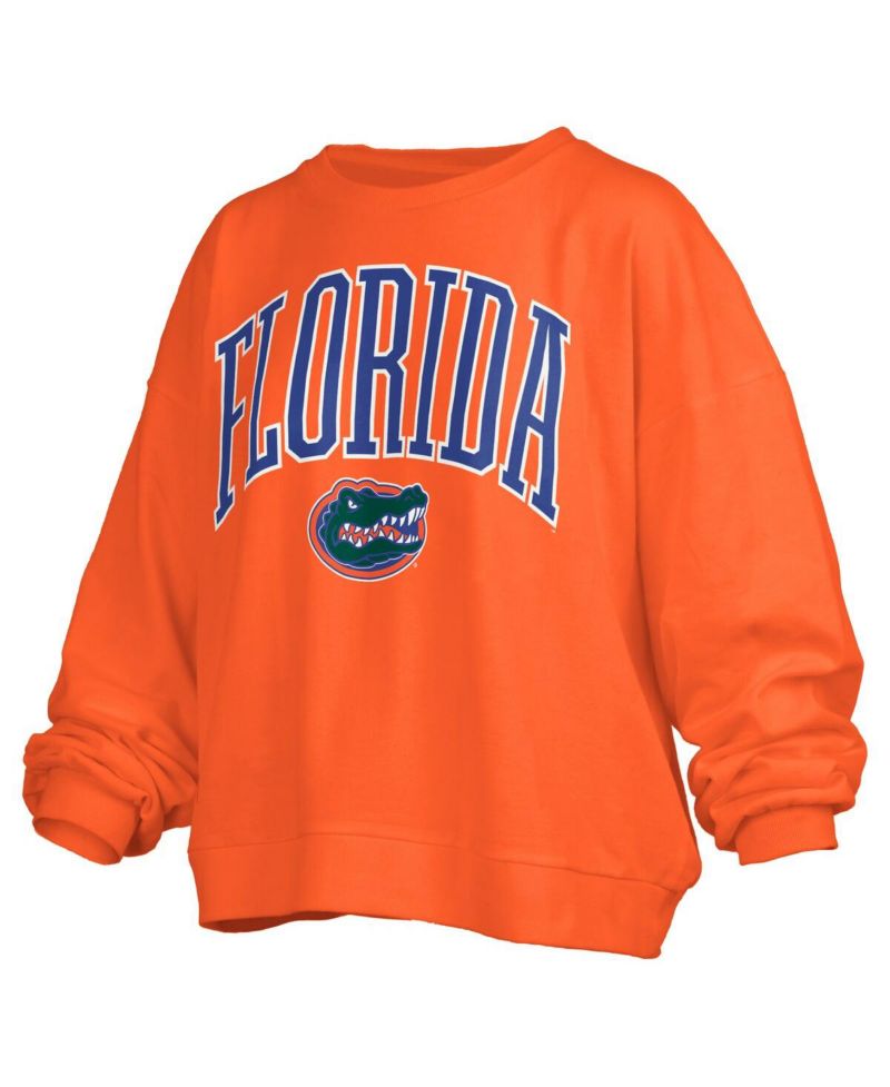 Women's Orange Florida Gators Janise Arch Over Logo Waist Length Oversized Pullover Sweatshirt