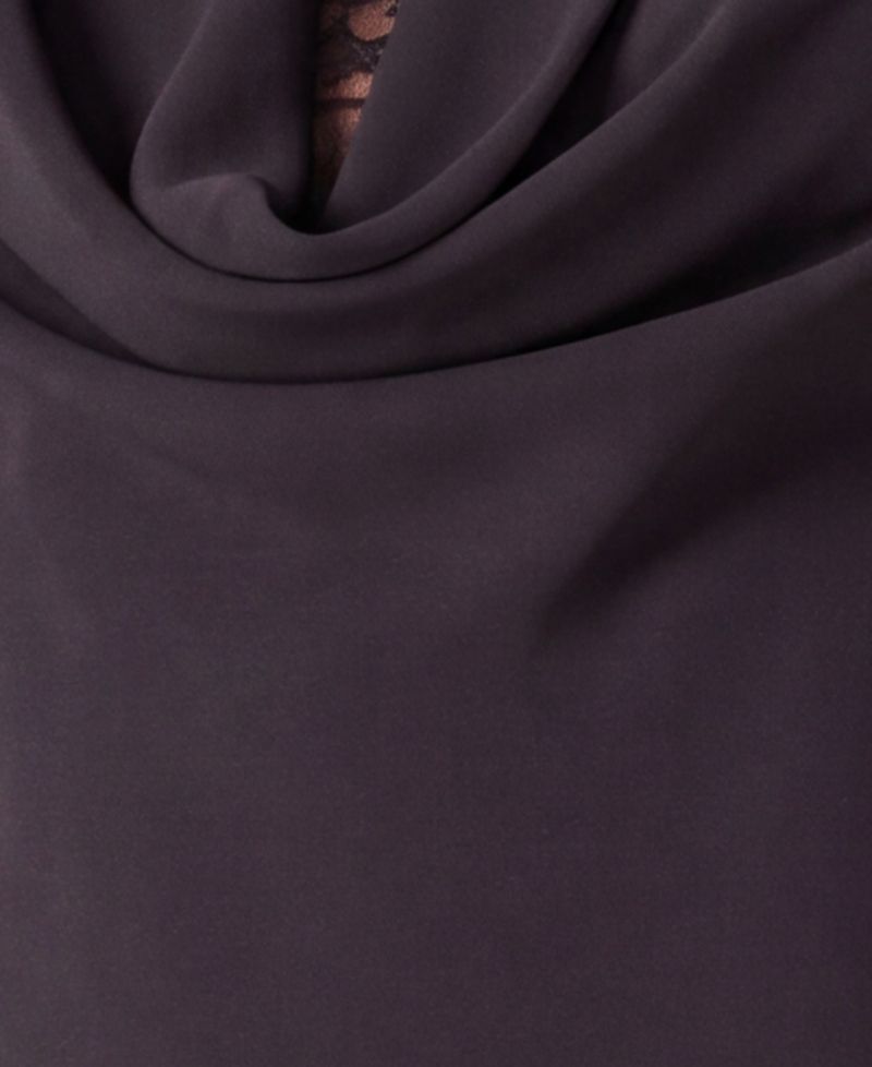 A-Line Cowl-Neck Lace-Detail Mini Dress