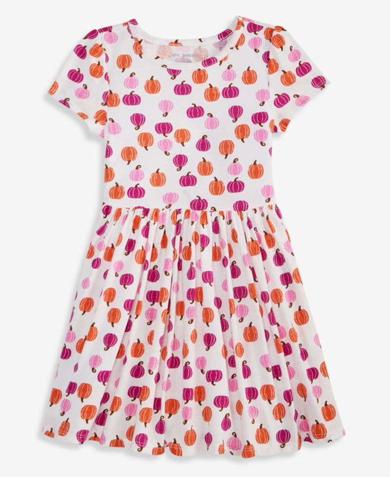 Toddler Girls' 12M-5T Pumpkin-Print Dress