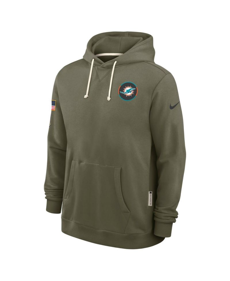 Men's Olive Miami Dolphins 2025 Salute to Service Sideline Standard Issue Dri-FIT Hoodie