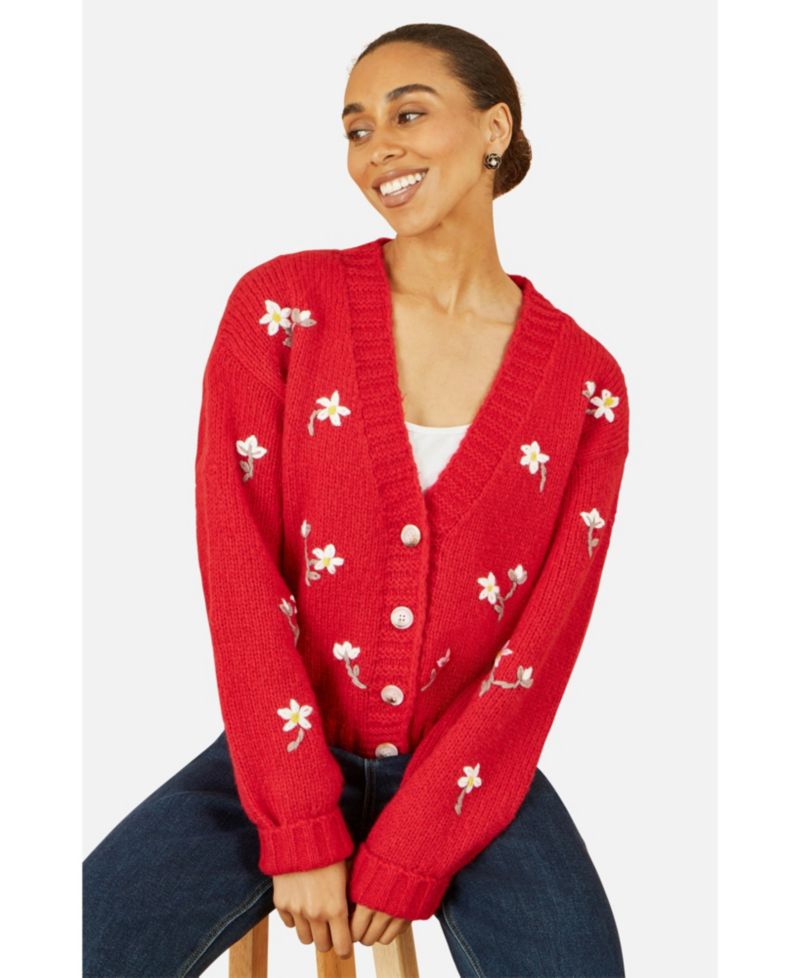 Women's Hand Embroidered Chunky Knitted Cardigan