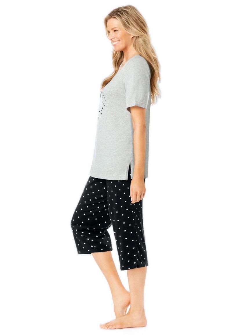 Plus Size Dreams and Co. 2-Piece Capri Cotton PJ Set