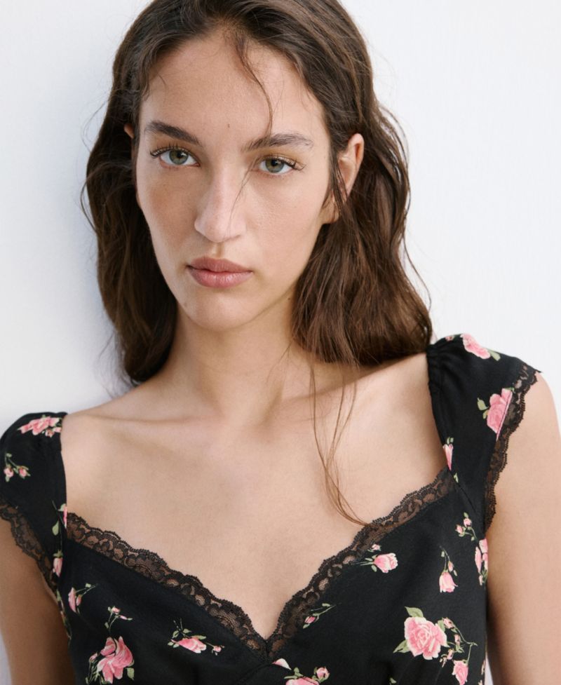 Women's Short-Sleeve V-Neck Floral-Print Midi Dress