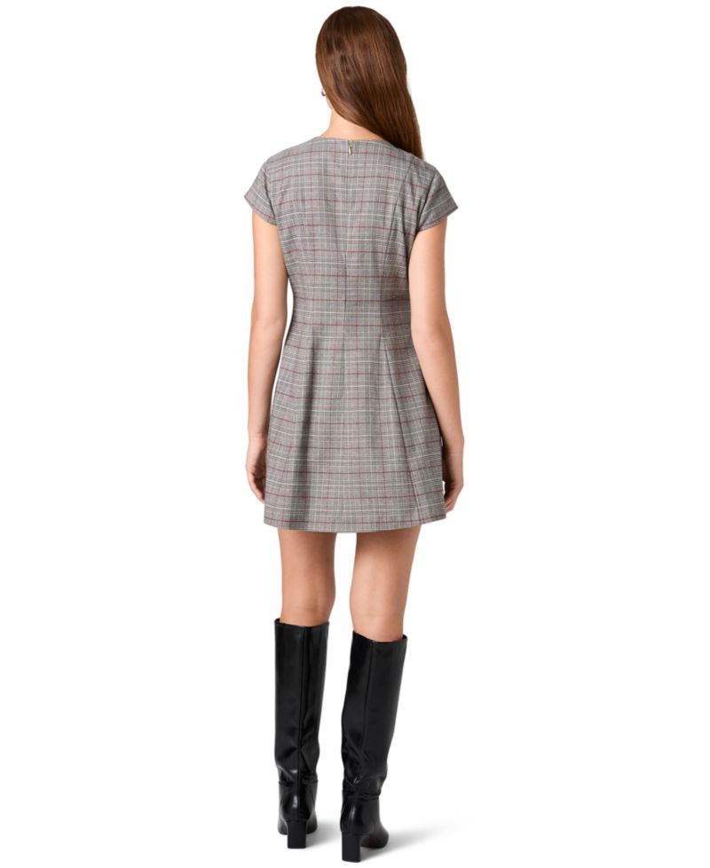 Women's Leonie Tartan-Plaid Fit-&-Flare Short-Sleeve Dress