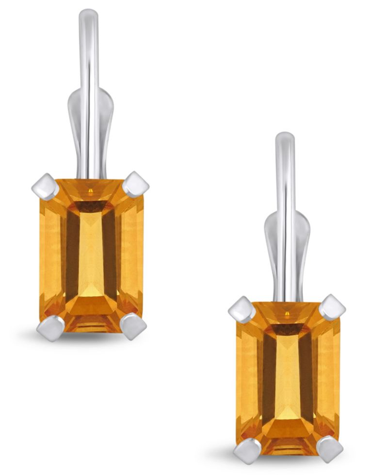 Gemstone Leverback Earrings in 10K White Gold