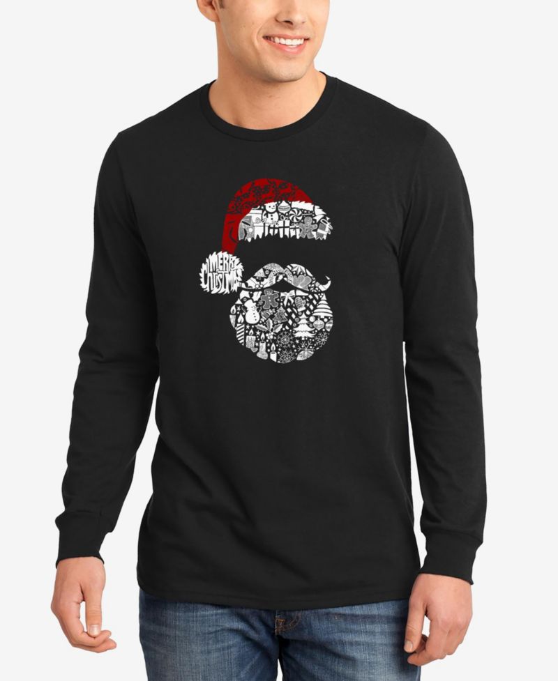 Men's Santa Pics Word Art Long Sleeve T-Shirt