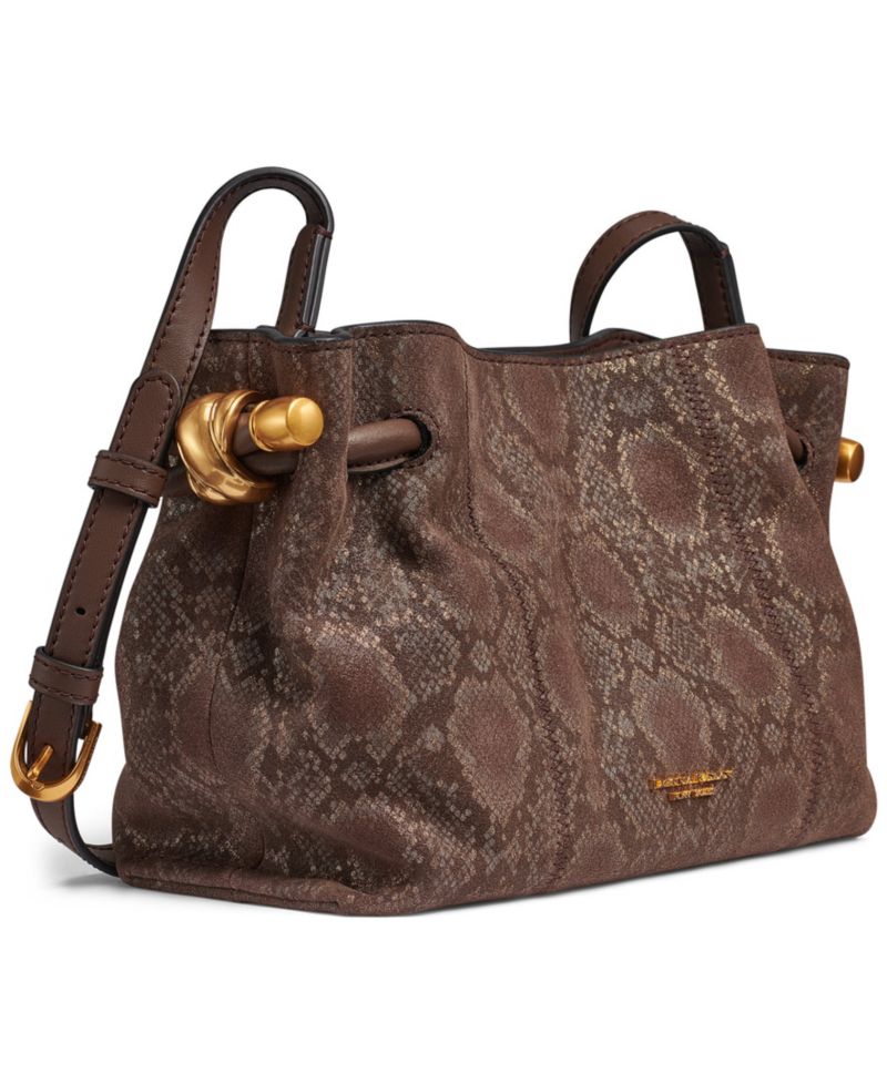 Cashmere Snake Embossed Suede Crossbody Bag