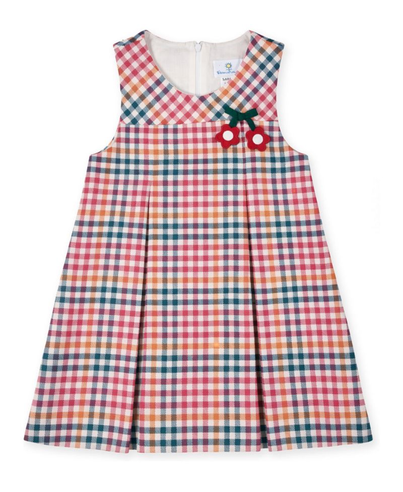 Girls' 4-16 Plaid Floral-Applique Jumper