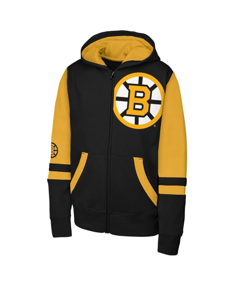 Big Boys and Girls Black Boston Bruins Face Off Full-Zip Hoodie