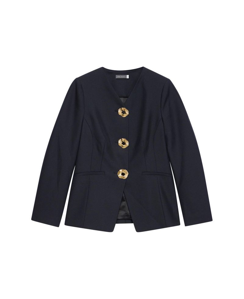 Women's Sculpted V-Neck Wool-Blend Lined Blazer