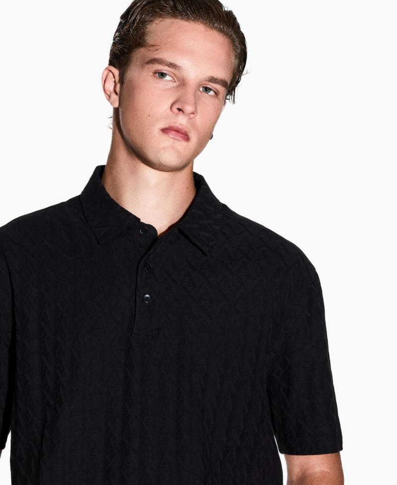 Men's Short Sleeve Mercerized Cotton Jacquard Polo Shirt