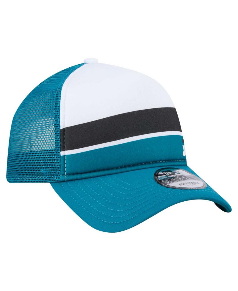 Men's White/Teal Jacksonville Jaguars Color Block 9FORTY A-Frame Trucker Adjustable Hat