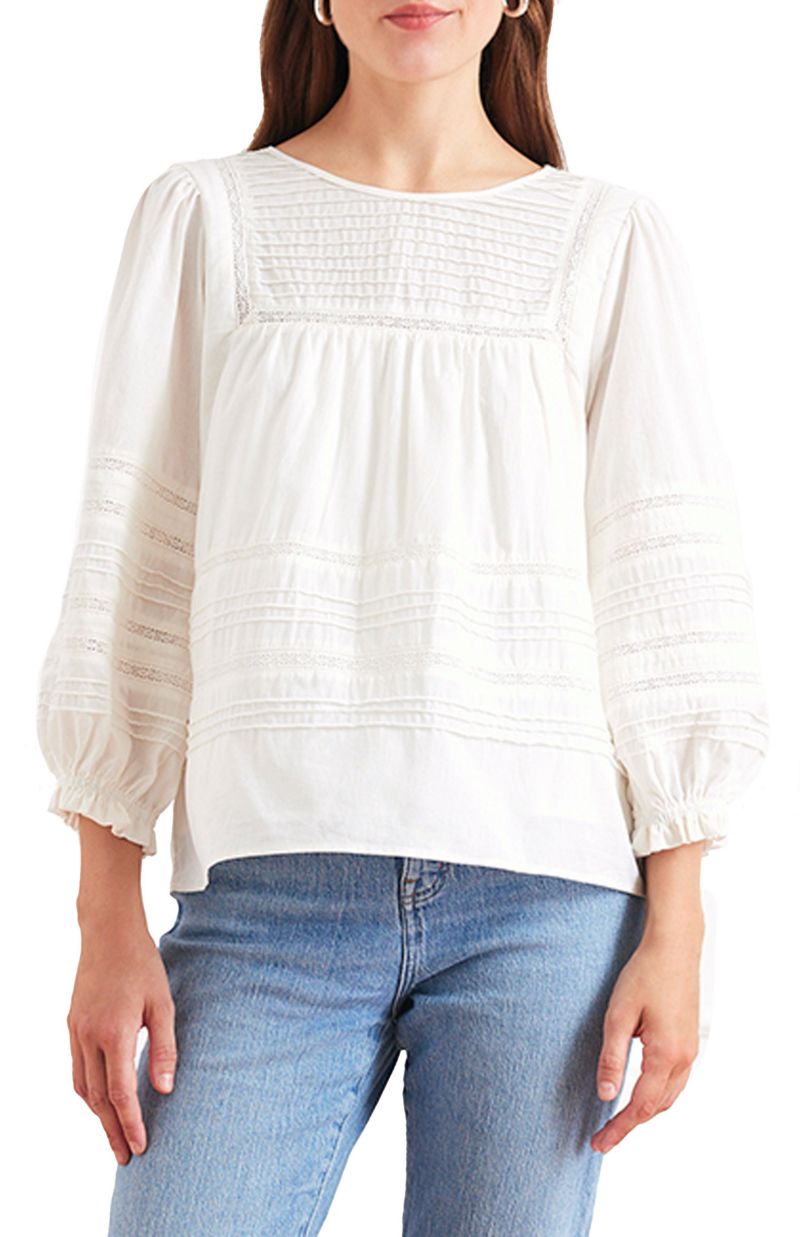 Women's Cotton Dawn Blouse with lace in Off White