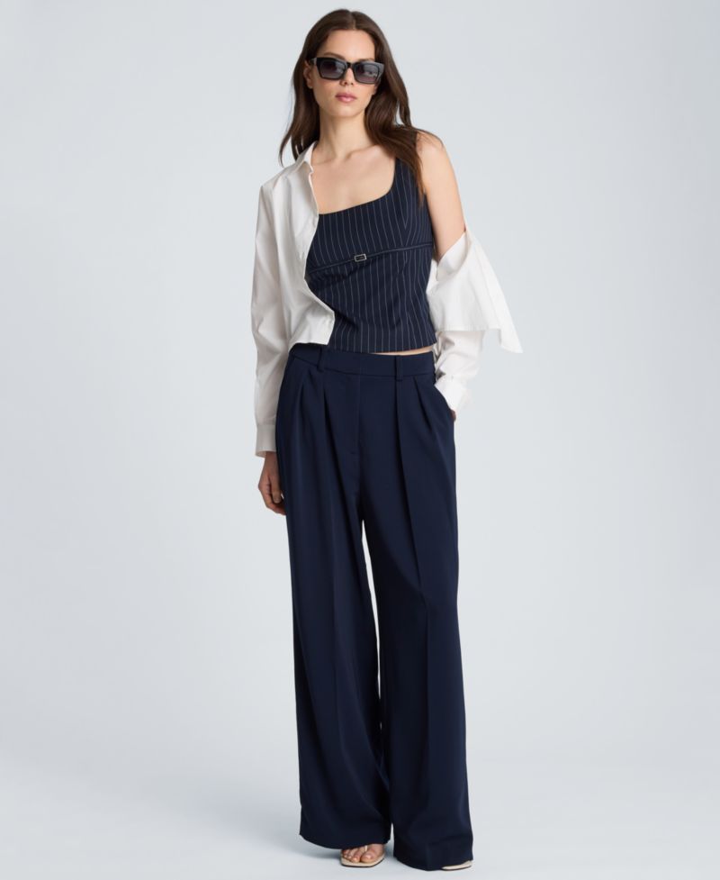 Women's High-Rise Wide-Leg Pleated Pants