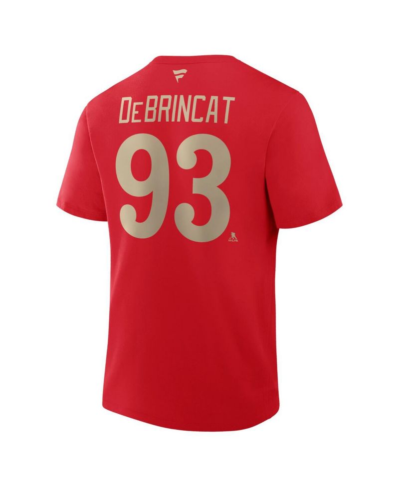Men's Alex DE Brincat Red Detroit Red Wings Centennial Authentic Stack Name & Number T-Shirt
