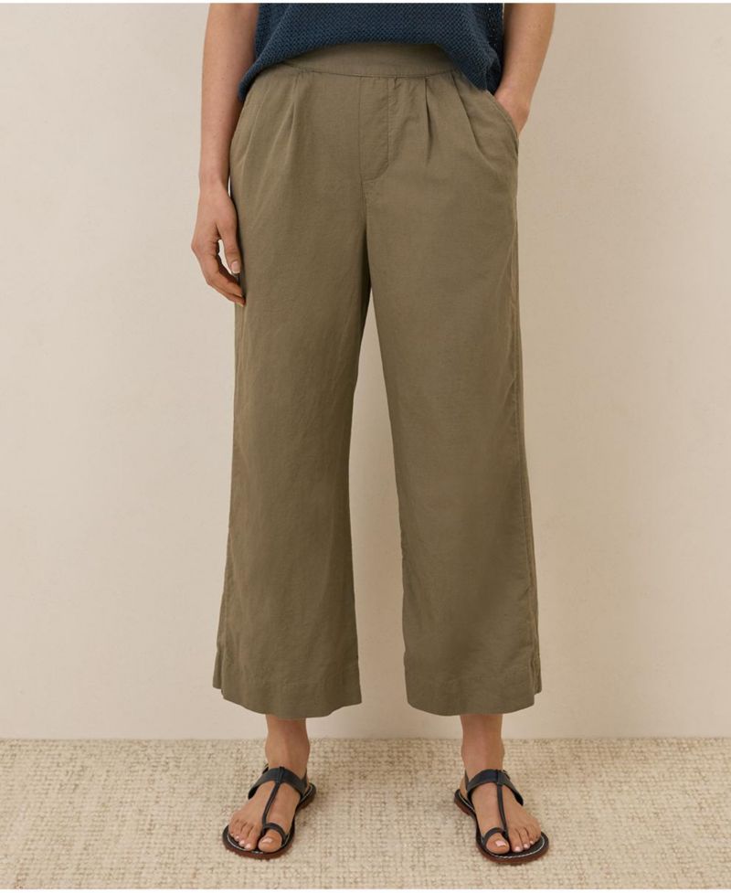 Women's Organic Cotton Canopy Linen Blend Pleated Trouser