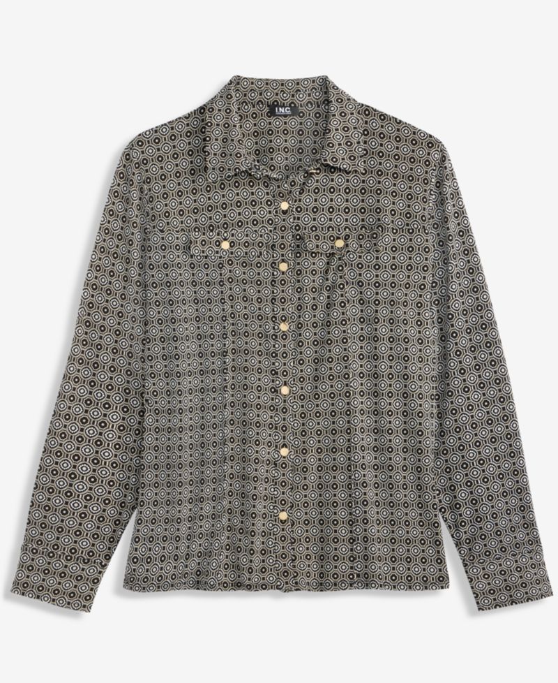 Women's Utility Printed Long-Sleeve Button-Up Blouse