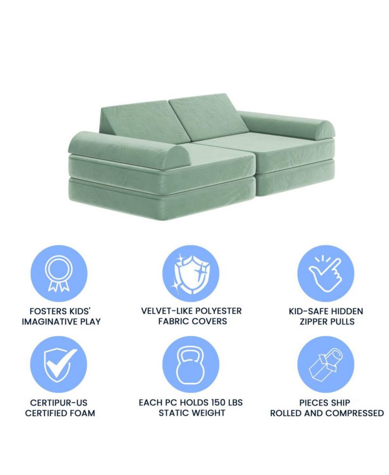 Conner Modular Play Couch For Kids With Convertible 6-Piece Design And Soft Foam Cushions