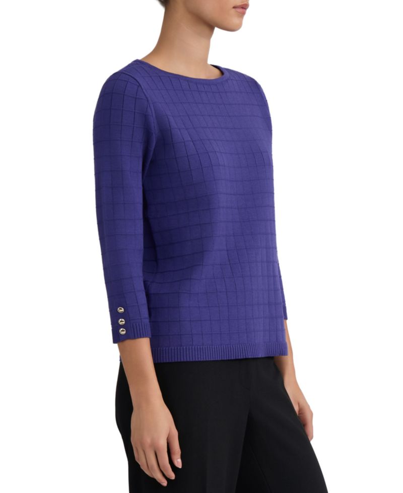 Women's Textured Boat-Neck 3/4-Sleeve Sweater