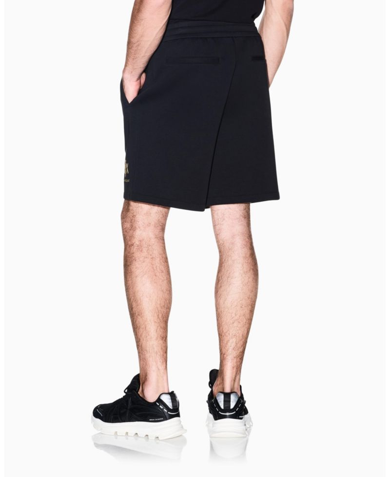 Men's Black And Gold Bonded Cotton Short