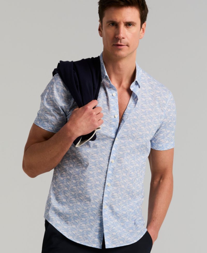 Men's Wave Print Short-Sleeve Shirt