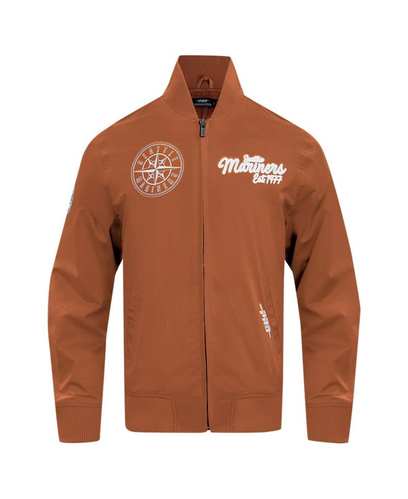 Men's Brown Seattle Mariners Paint The City Twill Full-Zip Jacket