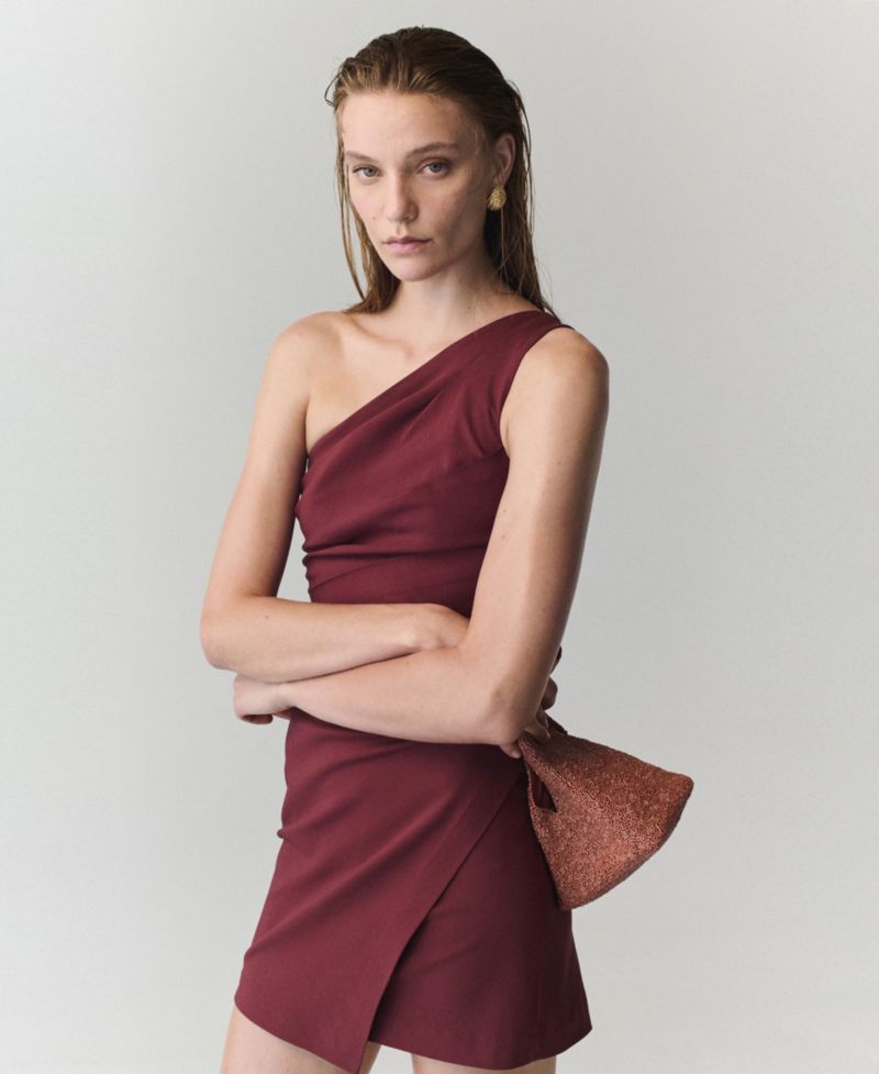 Women's Asymmetrical Pleated Mini Dress
